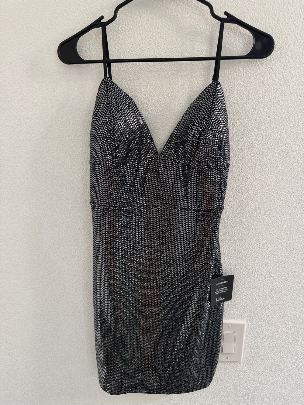 Lulus Black Sequin Spaghetti-Strap Cocktail Dress